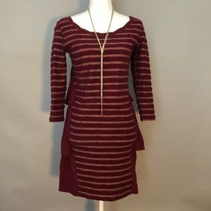 Anthropologie striped ruffle back tunic dress